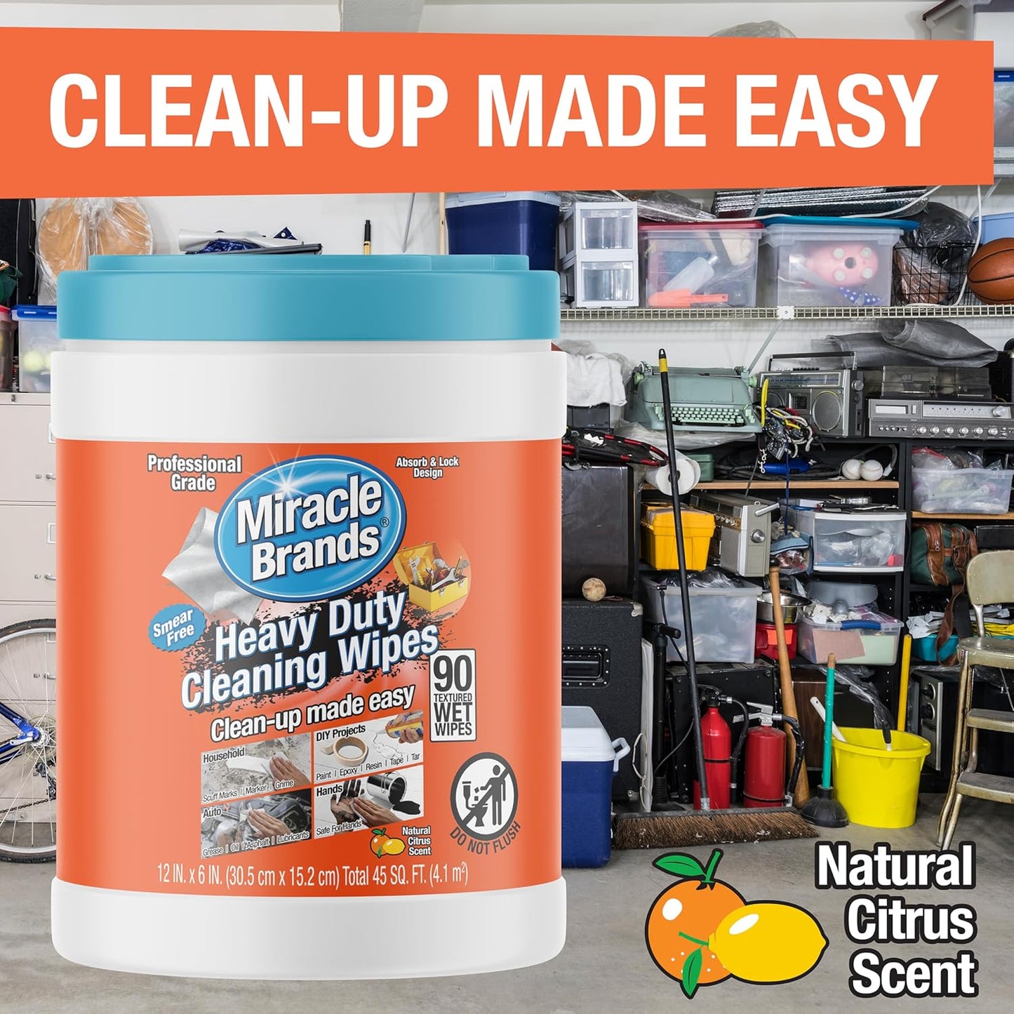for Heavy Duty Cleaning (90 Count) - All Purpose Cleaner, Kitchens, Bathrooms, Countertops, Hands, Indoors, Outdoors - Removes Grease, Grime, Crayon, Dirt & More