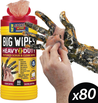 Heavy Duty Industrial Hand Cleaning Wipes, Textured Scrubbing Degreaser Wipes for Mechanics and Tool Cleaner – 80 Count Canister (8 Pack)