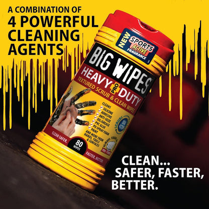 Heavy Duty Industrial Hand Cleaning Wipes, Textured Scrubbing Degreaser Wipes for Mechanics and Tool Cleaner – 80 Count Canister (8 Pack)