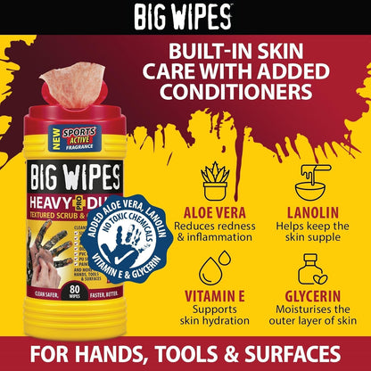 Heavy Duty Industrial Hand Cleaning Wipes, Textured Scrubbing Degreaser Wipes for Mechanics and Tool Cleaner – 80 Count Canister (8 Pack)