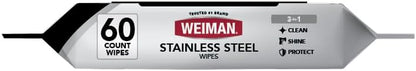 Weiman Stainless Steel Cleaner & Polish Kit, 2 Wipes & Cloth, Anti-Fingerprint, Removes Grease, Water Spots, Streaks & Residue, Polishing Cleaner Safe for Appliances, Chrome, Sinks & Grill Exteriors