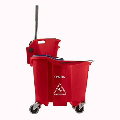 Carlisle FoodService Products Omnifit Mop Bucket with Side Press Wringer and Soiled Water Insert for Floor Cleaning, Kitchens, Restaurants, And Janitorial Use, Polypropylene (Pp), 35 Quarts, Yellow