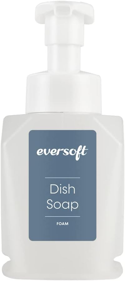 Eversoft Foaming Jet Dish Soap Spray Trigger Bottle for kitchen/bathroom/office/RV/Airbnb, 350 ml (12.0 oz), Sealed Refill Cartridges Sold Separately, Clear