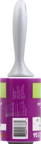 Scotch-Brite Pet Hair Pickup Extra Sticky Lint Roller, Designed for Removing Fur + Fluff on Couches, Clothes, Dog and Cat Beds, & More, 1 Pack, 95 Easy-Tear Adhesive Sheets Total