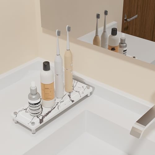 Kitchen Sink Caddy Water Absorbing Stone Tray For Sink, Diatomite Bathroom Countertop Tray Organizer, Faucet Stone Drying Mat Coaster Soap Dish Sponge Dispenser Holder (Grey)