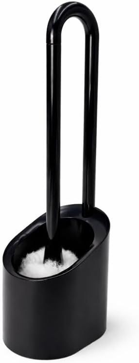 Toilet Bowl Brush and Holder Set Made in Japan - Magnetic Floating Storage, Scratch-Resistant Round Brush, Durable Bristles, Sanitary Bathroom Cleaner (1, Brush with Holder, Black)