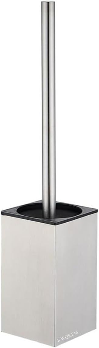 Toilet Brush and Holder Set Freestanding KWQKEM Modern Toilet Bowl Cleaners Brush and Holder with Lid 304 Stainless Steel (Brushed Gold)