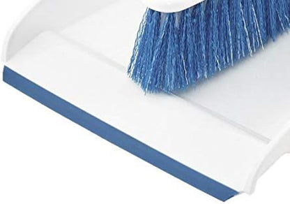 Superio Brush and Dustpan Set, Rubber Edge for Easy Dirt Pickup, Durable Plastic Broom Set with Ergonomic Grip Handle, for Table, Countertop, Desk (1)