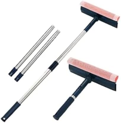 Professional Window Squeegee,2-in-1 Window Cleaner with 56" Long Stainless Steel Handle,Window Washing Kit, Glass Door Cleaner,Multi-Use Car Windshield Cleaning Tool for Gas Station, Glass,Shower