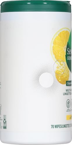Seventh Generation Multi Surface Wipes All Purpose Cleaning Lemon Zest scent with 100% Essential Oils and Botanical Ingredients 70 count, Pack of 6