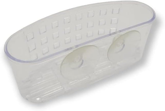 Handy Housewares Kitchen Sink Caddy Dish Soap Scrubber Sponge Holder Basket with Suction Cups - Clear (1 Pack)