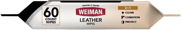 Weiman Leather Cleaner and Conditioner Wipes & Microfiber Towel Kit, Clean, Condition and Restores Leather Surfaces, UV Shield Prevent Cracking & Fading of Leather Furniture, Car Seats, Shoes & Purse
