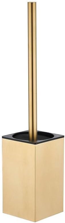 Toilet Brush and Holder, Stainless Steel Square Toilet Bowl Brush Freestanding with Lid,Toilet Cleaner Brush Set for Bathroom Storage,Brushed Gold