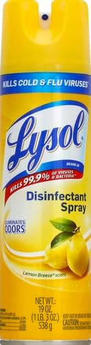 Lysol Disinfectant Spray, Household Essential Cleaning Supplies, Multi-Purpose Room Spray, Antibacterial Sanitizer Spray, Upholstery Deodorizer, Home and Bathroom, Crisp Linen,19 Fl Oz