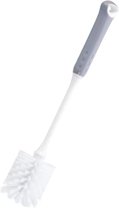 Long Handle Bottle Cleaning Brush with Soft Nylon Bristles, White and Gray, 12.79 Inches, for Baby Bottles, Water Bottles, Glassware