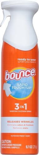 Bounce Anti Static Spray, 3 in 1 Instant Anti Static Spray & Instant Wrinkle Release, Odor Eliminator and Fabric Refresher Spray (9.7 Fl Oz, Pack of 1)