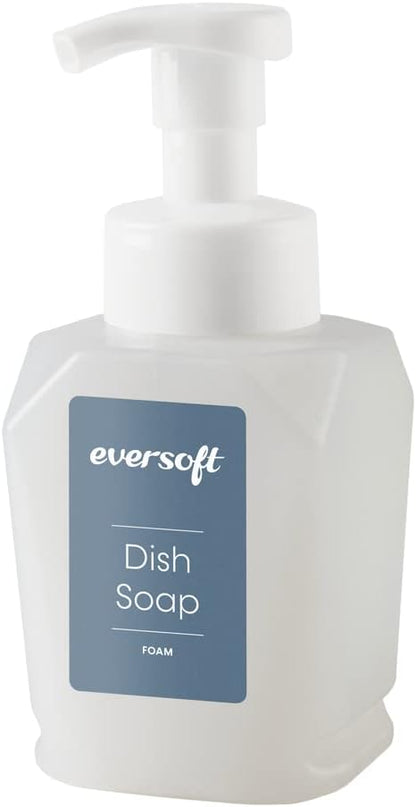 Eversoft Foaming Jet Dish Soap Spray Trigger Bottle for kitchen/bathroom/office/RV/Airbnb, 350 ml (12.0 oz), Sealed Refill Cartridges Sold Separately, Clear
