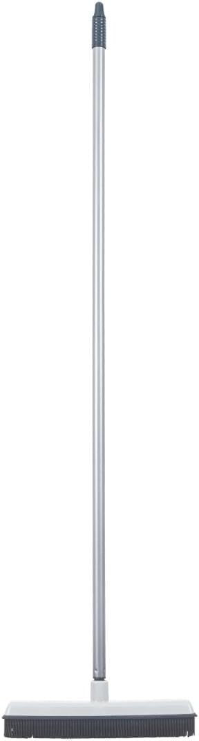 Rubber Bristle Broom for Hardwood Floors, Tiles, Carpets, Wood, and Vinyl Salon Broom, Rubber Squeegee Broom, Rubber Rake for Human Hair, Pet Hair, Fur, Lint, Liquid, Grey, by Superio (Head Only)