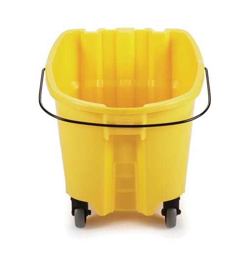 Rubbermaid Commercial Products WaveBrake 35 Qt. Side-Press Mop Bucket and Wringer Combo on Wheels Yellow for Professional/Industrial/Business Heavy-Duty Floor Cleaning/Mopping