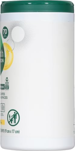 Seventh Generation Multi Surface Wipes All Purpose Cleaning Lemon Zest scent with 100% Essential Oils and Botanical Ingredients 70 count, Pack of 6