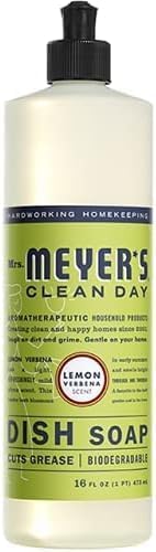 MRS. MEYER'S CLEAN DAY Liquid Dish Soap, Basil Scent, 16 Fl Oz Bottle - 3 Pack