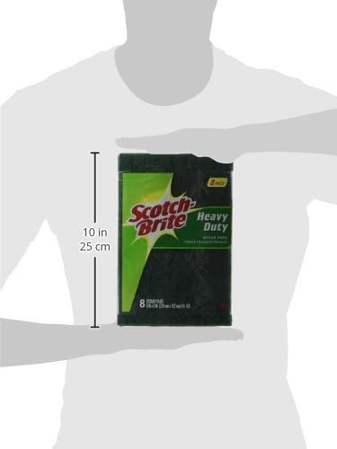 Scotch-Brite Heavy Duty Scouring Pad, Dish Scrubber for Kitchen + Outdoor, 8 Scrub Pads for Uncoated Pots and Pans, Cast Iron Cooktops, Grill Grates, Oven Racks, & BBQ, Durable, Long-Lasting