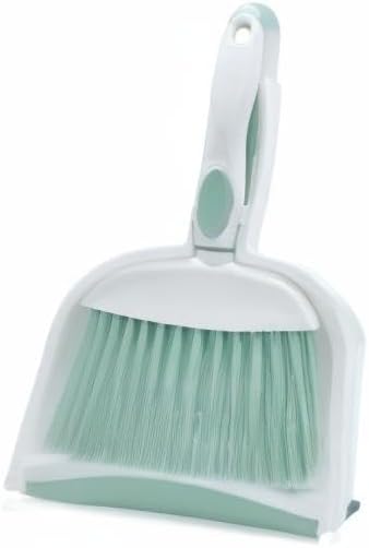 Dust pan, Mini Dustpan and Brush Set, Small Broom and Dustpan Set, Small Hand Broom and dust pan Set, Whisk Broom, Dust pan and Brush for Desk, Table, Home, Kitchen (Light Green 2pcs)