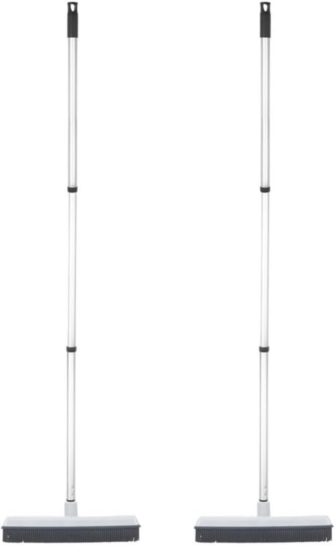 Rubber Bristle Broom for Hardwood Floors, Tiles, Carpets, Wood, and Vinyl Salon Broom, Rubber Squeegee Broom, Rubber Rake for Human Hair, Pet Hair, Fur, Lint, Liquid, Grey, by Superio (Head Only)