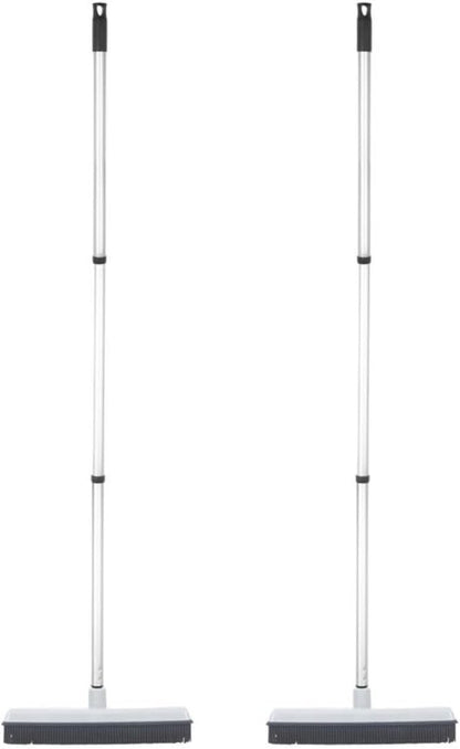 Rubber Bristle Broom for Hardwood Floors, Tiles, Carpets, Wood, and Vinyl Salon Broom, Rubber Squeegee Broom, Rubber Rake for Human Hair, Pet Hair, Fur, Lint, Liquid, Grey, by Superio (Head Only)