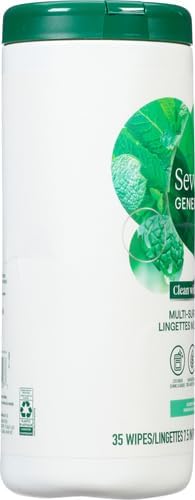 Seventh Generation Multi Surface Wipes All Purpose Cleaning Lemon Zest scent with 100% Essential Oils and Botanical Ingredients 70 count, Pack of 6