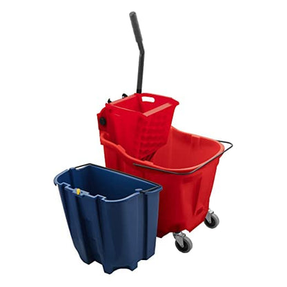 Carlisle FoodService Products Omnifit Mop Bucket with Side Press Wringer and Soiled Water Insert for Floor Cleaning, Kitchens, Restaurants, And Janitorial Use, Polypropylene (Pp), 35 Quarts, Yellow