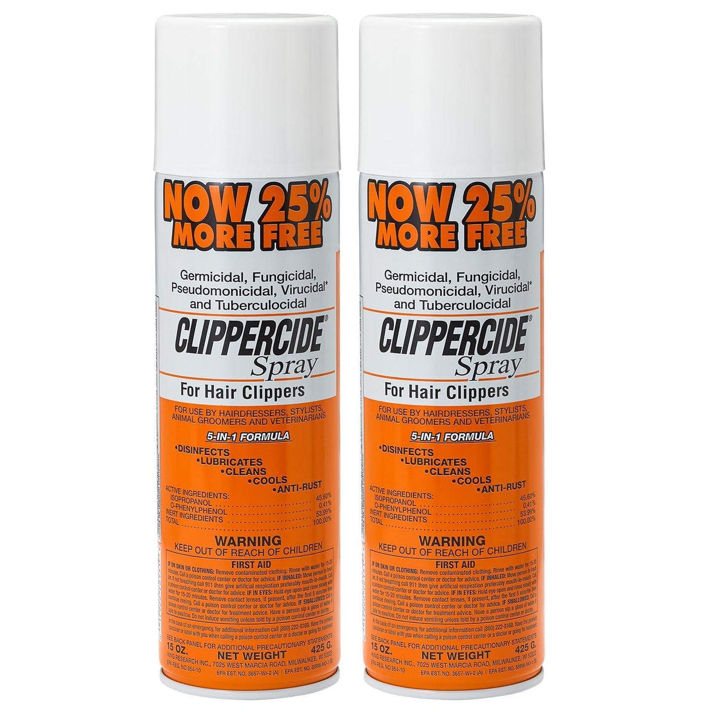 5-in-1 Clipper Disinfectant Spray 15oz, 1 Pack | Cleans, Lubricates, Cools, Prevents Rust & Disinfects | Professional Clipper Spray for Barbers, Stylists & Pet Groomers | Made by BARBICIDE
