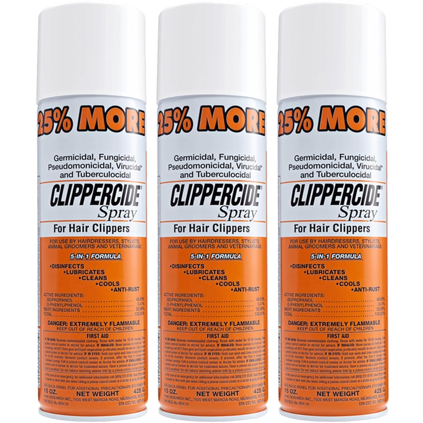 5-in-1 Clipper Disinfectant Spray 15oz, 1 Pack | Cleans, Lubricates, Cools, Prevents Rust & Disinfects | Professional Clipper Spray for Barbers, Stylists & Pet Groomers | Made by BARBICIDE