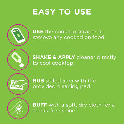 Affresh Cooktop Cleaning Kit, Safe for Glass & Ceramic Cooktops, Includes 5 oz cleaner, 5 pads, 1 scraper