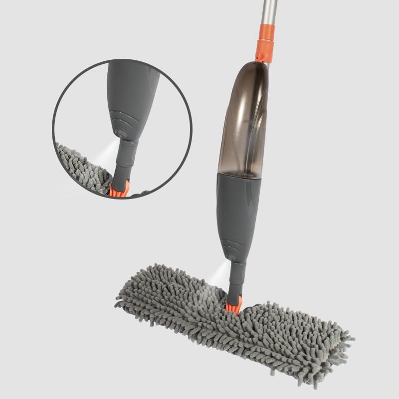 3-in-1 Spray Mop Set with Double-Sided Chenille, Microfiber, and Squeegee Pads - Lightweight Aluminum Handle, 520ML Water Tank, All-Floor & Window Cleaning (Stella - LV-S03)