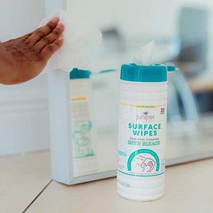 Juniper CLEAN 3 Pack Surface Cleaning Wipes with Bleach, All-Purpose Cleaner for Bathroom, Kitchen, Office, 216 Count Soft Flow, Fresh Scent, Lint Free & Durable