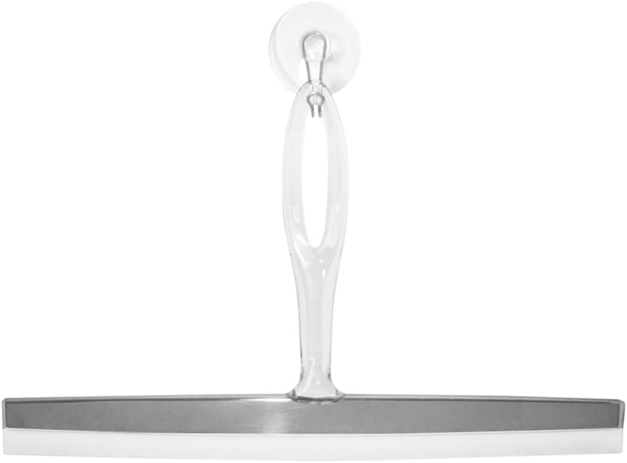 iDesign Forma Brushed Stainless Steel Squeegee with Suction Storage Hook - 12" x 8"