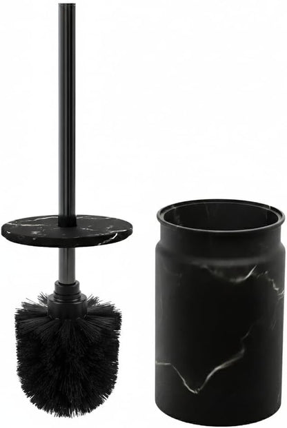 Toilet Brush and Holder Set - Toilet Bowl Brush and Holder with Sturdy Bristles for Thorough Cleaning - Concealed White Bathroom Accessories Toilet Cleaner Brush for Bathroom (Marble Look)