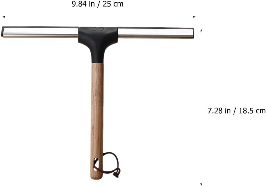 10 Inch Shower Squeegee with Wooden Handle Silicone Blade for Bathroom Shower Doors Mirrors Windows Cleaning Tool Water Wiper