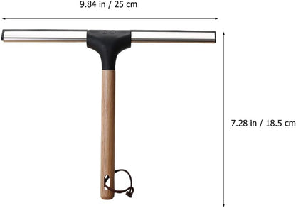 10 Inch Shower Squeegee with Wooden Handle Silicone Blade for Bathroom Shower Doors Mirrors Windows Cleaning Tool Water Wiper