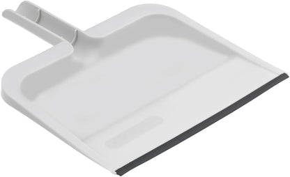 Superio Clip-On Dustpan with Rubber Lip - 10-inch Wide Durable Plastic Dust Pan with Comfort Grip Handle, White, 1-Pack