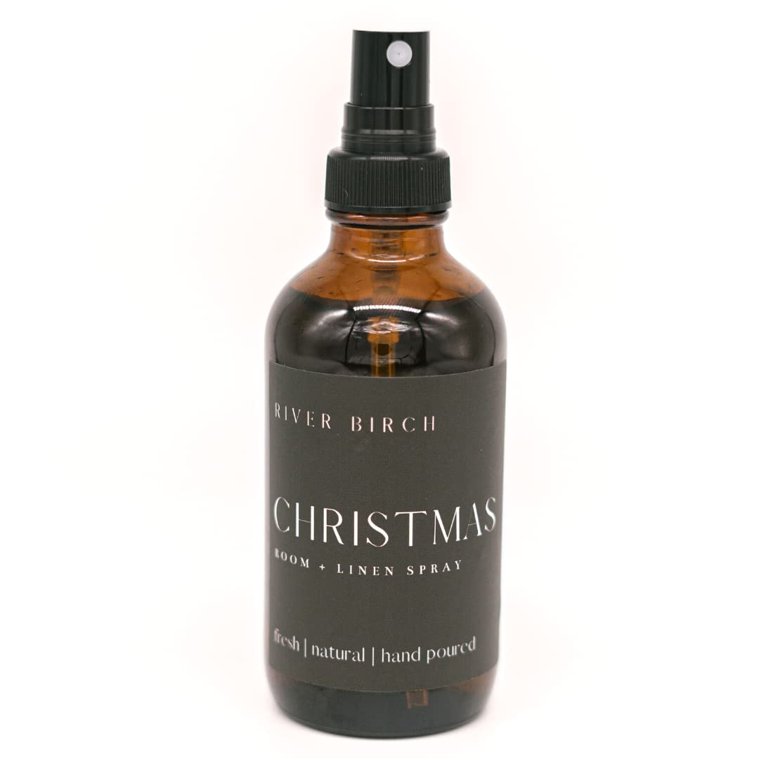 River Birch Luxury Linen and Room Spray - Home Signature Scent Balsam and Cedar Room Fragrance Spray - Fragrant Fresh Linen Air Freshener For Bedding - Handmade in Texas - 4 oz Glass Amber Bottle
