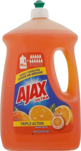 Ajax Ultra Liquid Dish Soap with Fabuloso Watermelon Scent, Fights Grease and Stuck-On Stains, Deep Cleaning Action, Mess-Free, Easy-Flip Cap, 52 fl oz Bottle