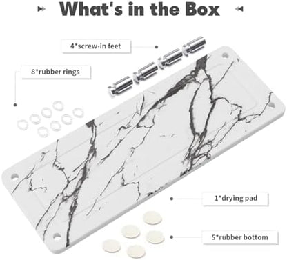 Kitchen Sink Caddy Water Absorbing Stone Tray For Sink, Diatomite Bathroom Countertop Tray Organizer, Faucet Stone Drying Mat Coaster Soap Dish Sponge Dispenser Holder (Grey)