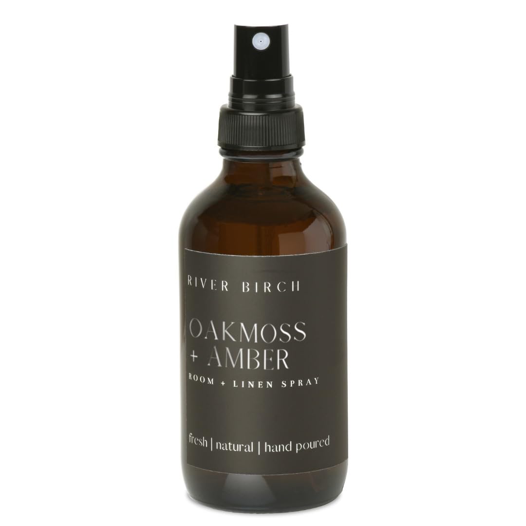 River Birch Luxury Linen and Room Spray - Home Signature Scent Balsam and Cedar Room Fragrance Spray - Fragrant Fresh Linen Air Freshener For Bedding - Handmade in Texas - 4 oz Glass Amber Bottle