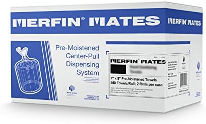 Merfin Mates Pre-Moistened Surface Cleaning Wipes for Center Pull Dispenser - 450 Cleaning Wipes per Roll, 900 Wipes per case, (2 Pack)