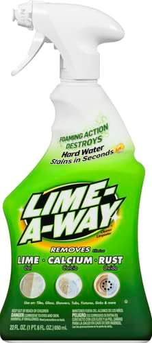 Lime-A-Way Hard Water Stain Remover Spray, Removes Lime, Calcium & Rust in Seconds, Bathroom Cleaner, 22 fl oz