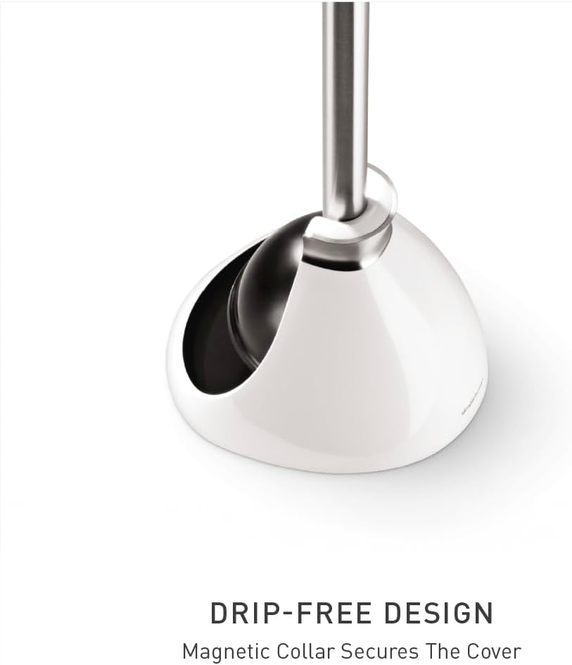 simplehuman Replacement Toilet Brush Head, Easy Screw On, Stiff Outer Bristles, Black Plastic