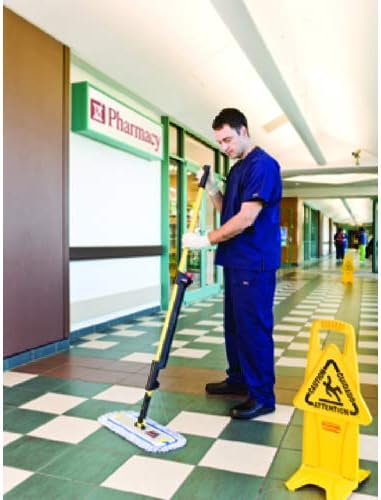 Rubbermaid Commercial Products HYGEN Pulse Single Sided Microfiber Spray Mop Kit for Hardwood/Tile/Laminated Floors Yellow Perfect for Kitchen/Lobby/Bathroom Cleaning