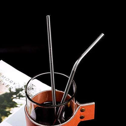 VEHHE Metal Straw Stainless Steel Straws Drinking Reusable Straws 4 Set -10.5" Ultra Long Rainbow Color-Cleaning Brush for 20/30 Oz for Yeti RTIC SIC Ozark Trail Tumblers (2 Straight|2 Bent|1 Brush)